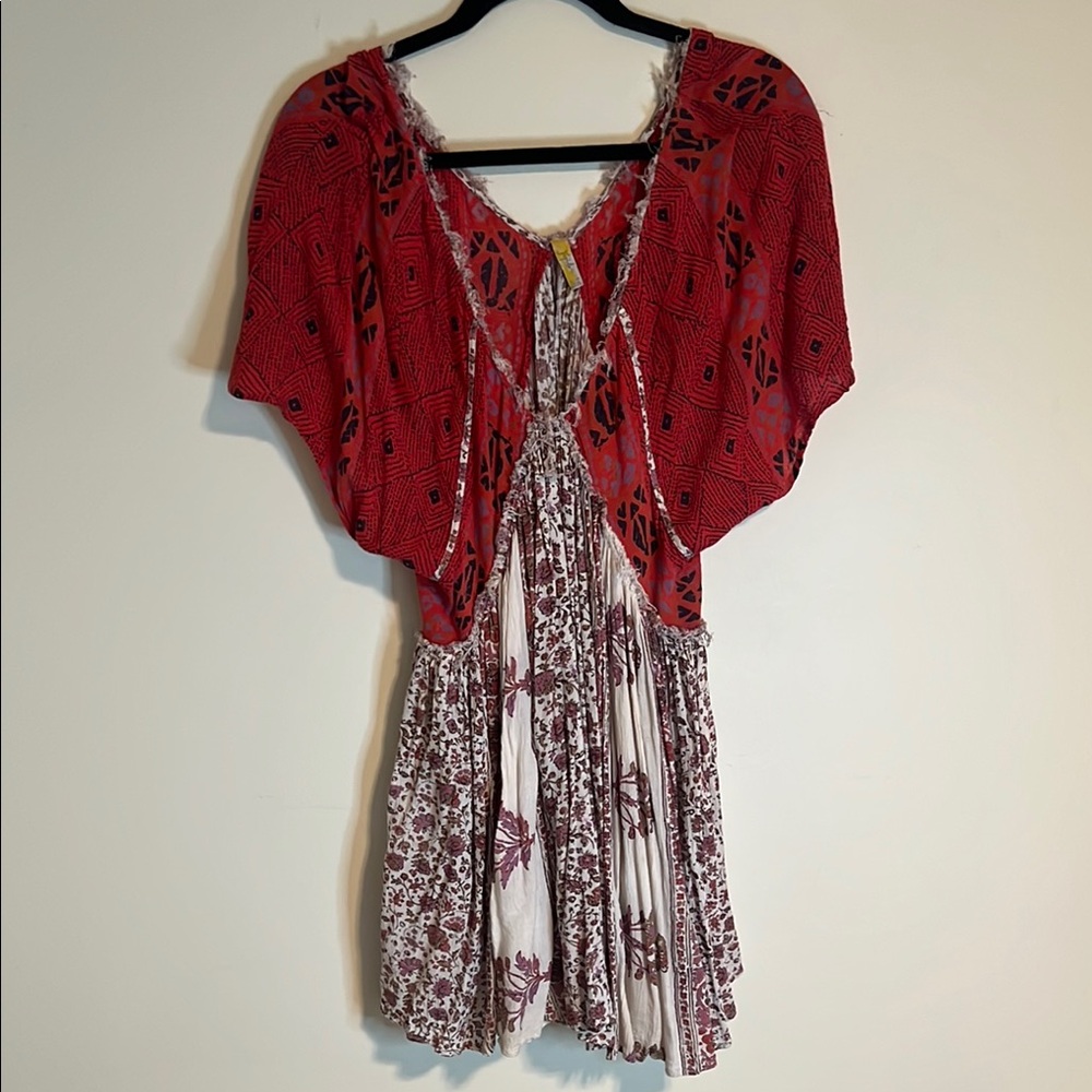 Free People Red and White Mini Dress